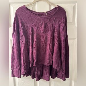 Dark purple Free People long sleeve top with lace detailing and open back